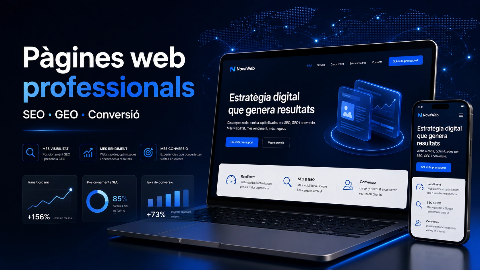 Disseny de pàgines web professionals per a empreses amb SEO, GEO i conversió