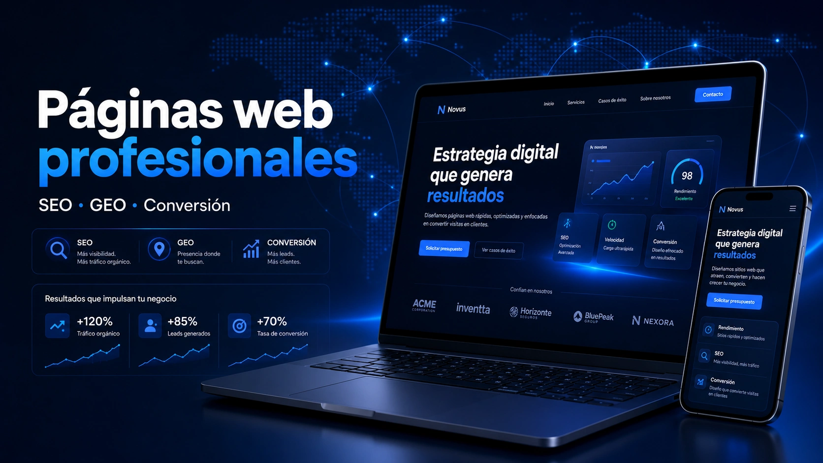 Diseño de páginas web profesionales para empresas con SEO, GEO y conversión